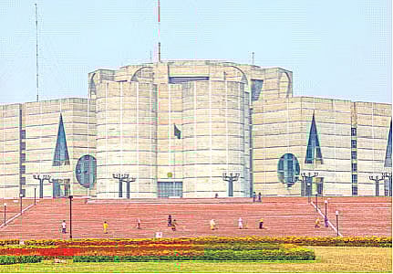 The swearing-in ceremony of the new BNP-led government’s cabinet will be held at the south plaza of the Jatiya Sangsad Bhaban. Beautification and cleaning work is under way there in preparation for the event. The photograph was taken in the parliament complex area on 15 February 2026.