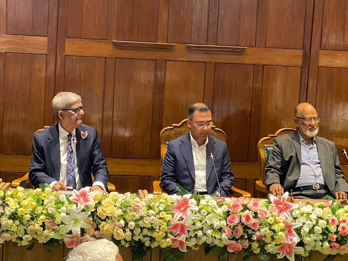 Newly elected BNP MPs at the parliamentary party meeting where Tarique Rahman was elected leader.