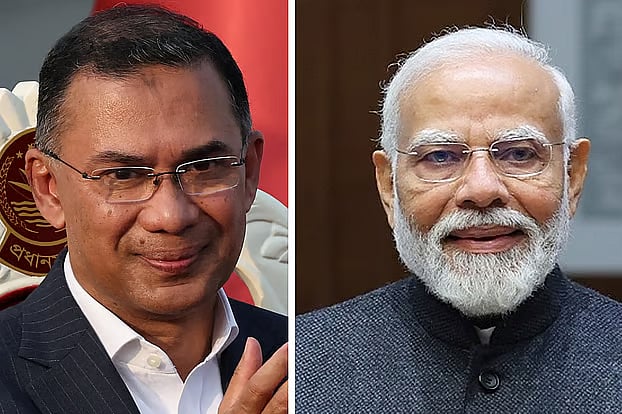 Newly elected Prime Minister of Bangladesh, Tarique Rahman, and Prime Minister of India, Narendra Modi.