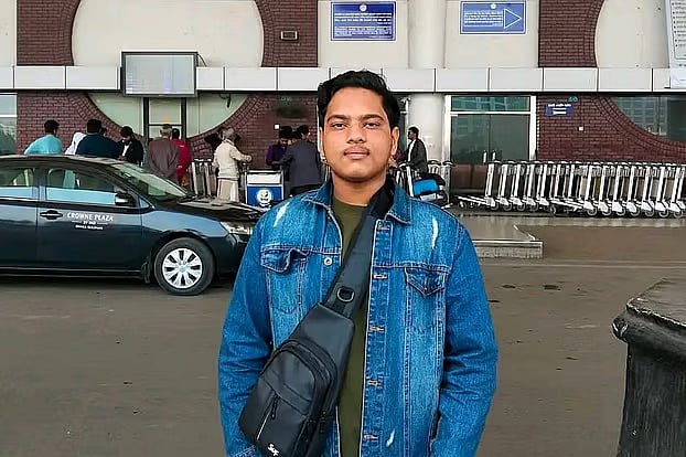 Md Fahad at the airport in Dhaka before boarding a flight to South Africa.
