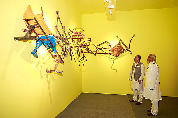 Writer and researcher Asif Munier and Chief Executive Officer of Kazi Food Industries Limited Tanvir Haider Chaudhury visit the exhibition on 21 February 2026