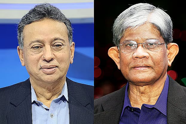 Incumbent finance minister Amir Khosru Mahmud Chowdhury (L) and finance adviser to the immediate past interim government, Salehuddin Ahmed