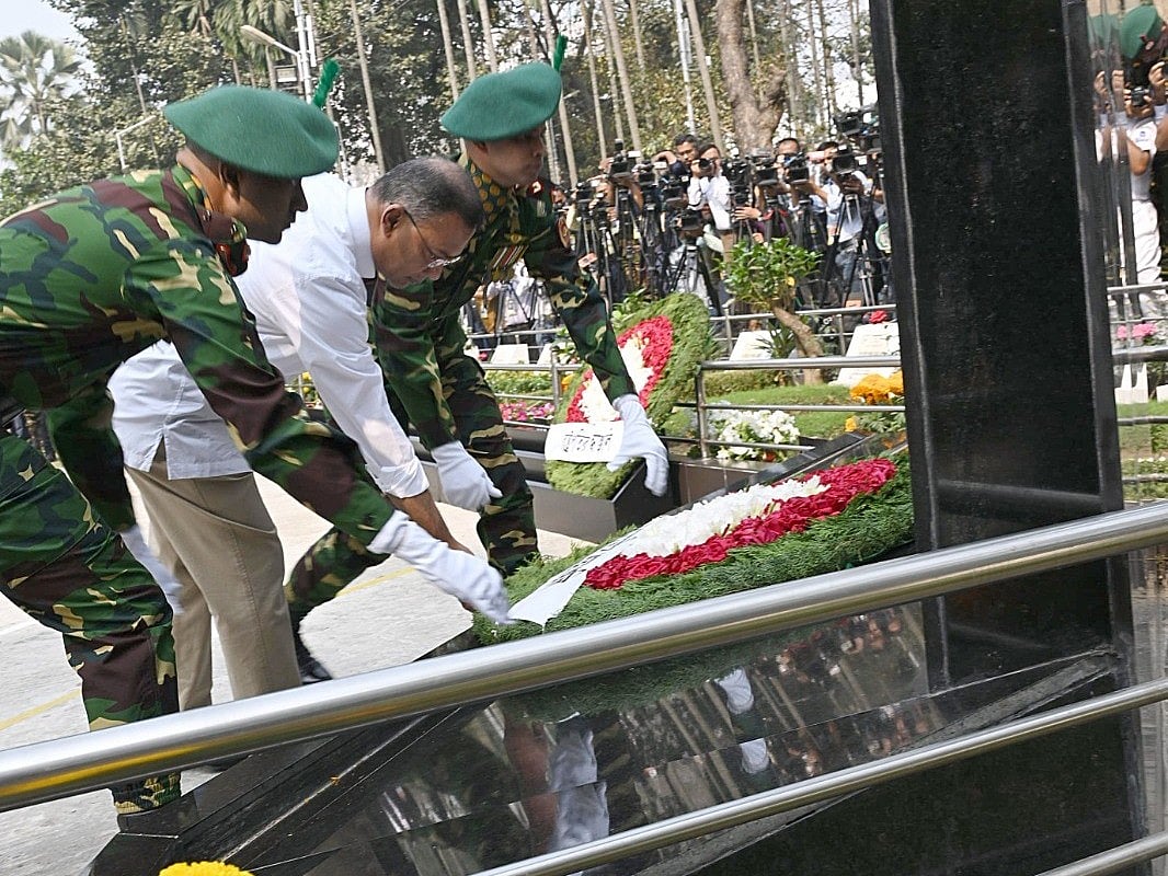 Prime minister Tarique Rahman pays tribute to the martyrs of the Pilkhana massacre at Banani on the occasion of National Martyred Army Day on 25 February 2026