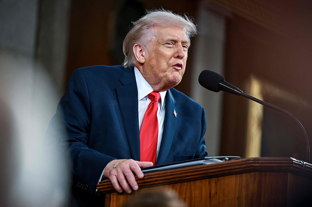 US President Donald Trump delivers the first State of the Union address of his second term to a joint session of Congress in the House Chamber of the United States Capitol in Washington, DC, on 24 February, 2026.