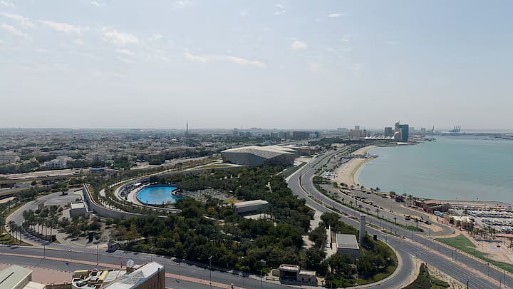 A drone view shows Kuwait City, in the aftermath of strikes by Israel and the US on Iran, in Kuwait, 28 February, 2026.