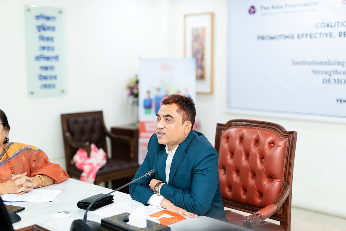 Bureau of Manpower, Employment and Training (BMET) Director General Md Abul Hasanath Humayun Kabir speaks at a workshop on ''institutionalising grievance management system'' at the conference room of BMET in the capital on Tuesday.