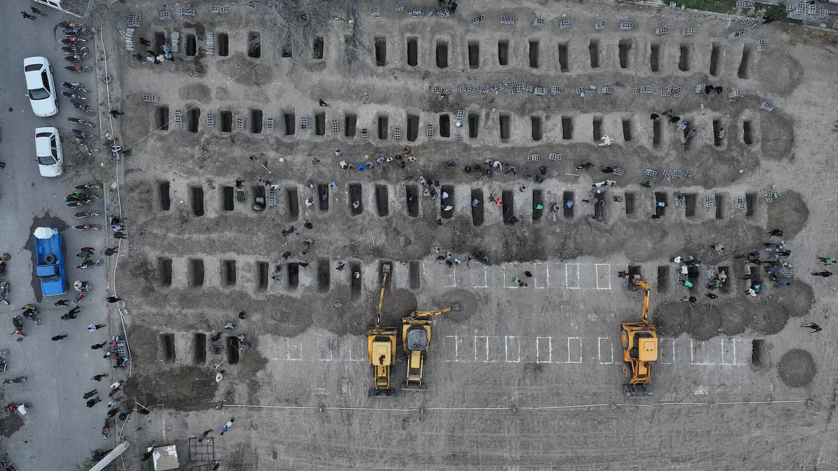 Graves are being prepared for the victims following a reported strike on a school in Minab, Iran, 2 March, 2026.