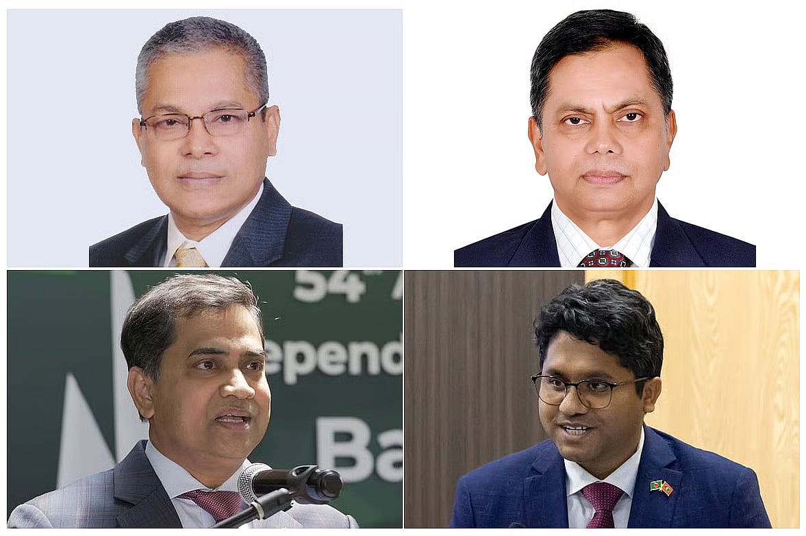 Upper row (from L-R) Md Mahfuzul Haque and Mainul Islam, lower row (from L-R) Mushfiqul Fazal (Ansarey) and Nazmul Islam