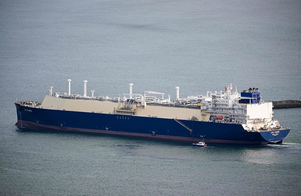The vessel Lng Dubhe, a LNG tanker sailing under the flag of Hong Kong, leaves the Port of Bilbao after her stopover at the Bizkaia Bay Gas (BBG) regasification plant in the Spanish Basque city of Zierbena on 9 March, 2026.