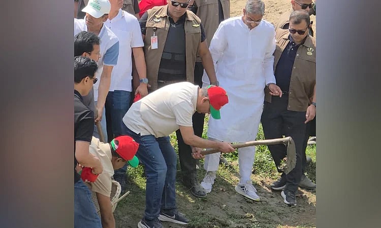 Prime Minister Tarique Rahman today inaugurated the nationwide programme to excavate and re-excavate rivers, canals and water bodies in Sahapara, Kaharole Upazila of Dinajpur