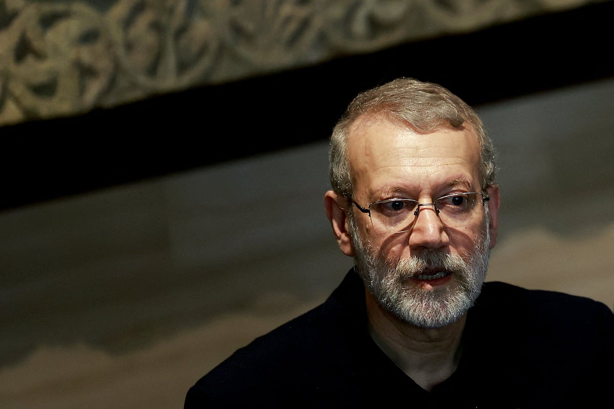 Ali Larijani, former chairman of the parliament of Iran, attends a press conference after meeting with Lebanese Parliament Speaker Nabih Berri in Beirut, Lebanon on 15 November 2024. 