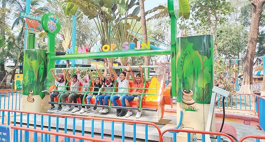 Children enjoy at a park in Cox's Bazar