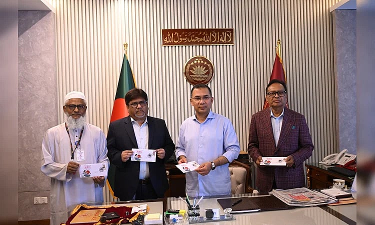 Prime Minister Tarique Rahman unveils a commemorative postage stamp on the occasion of Independence and National Day on 25 March 2026