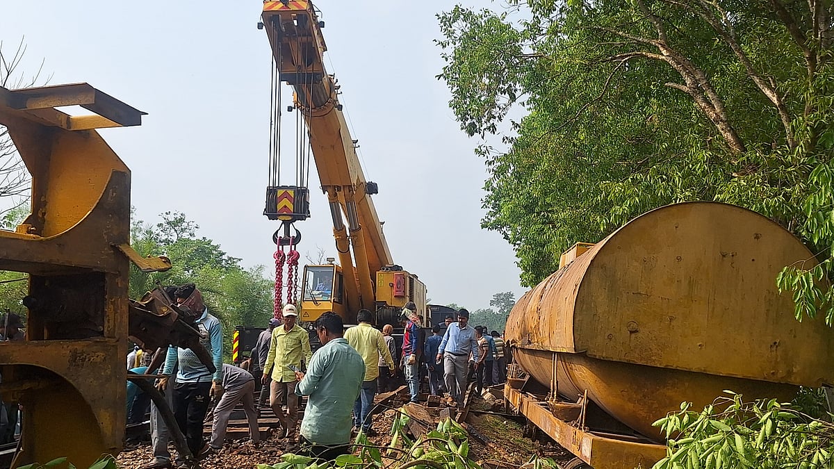 A train carrying fuel oil derailed in Madhabpur, Habiganj. Photo taken on 2 April, 2026 morning in the area of Montola Railway Station .