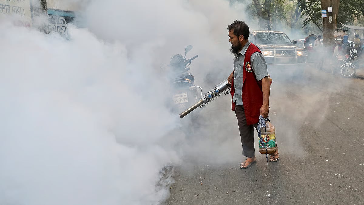 Insecticide is being sprayed to control mosquitoes in Dhaka North City Corporation.