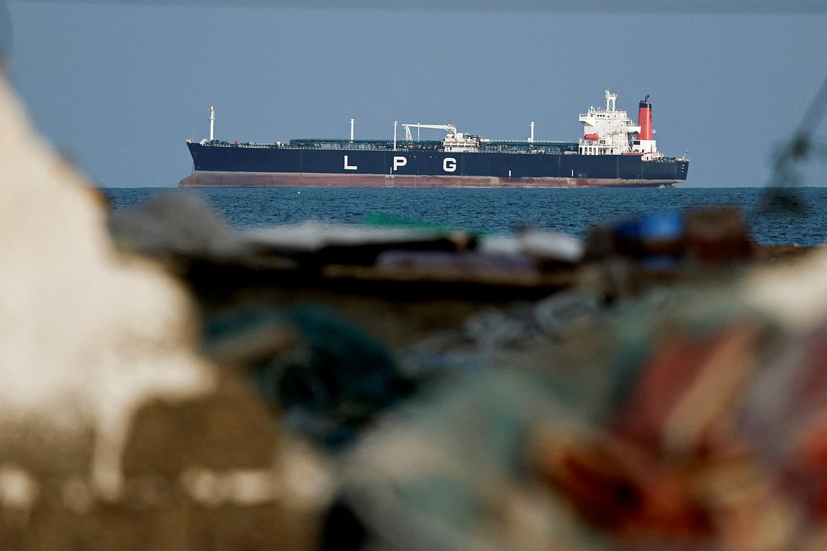 An LPG gas tanker at anchor as traffic is down in the Strait of Hormuz, amid the US-Israeli conflict with Iran, in Shinas, Oman on 11 March 2026.