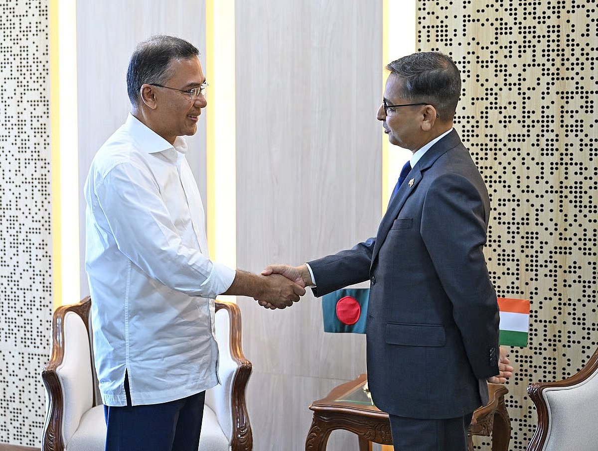 Indian high commissioner in Dhaka Pranay Verma called on prime minister Tarique Rahman at a meeting held at the prime minister's cabinet division office in the Bangladesh Secretariat on 6 April 2026.