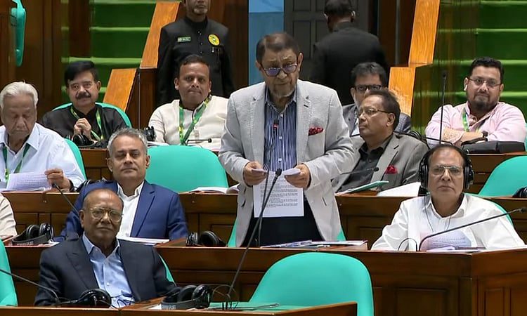 Health minister Sardar Md Sakhawat Husain speaks at the parliament.