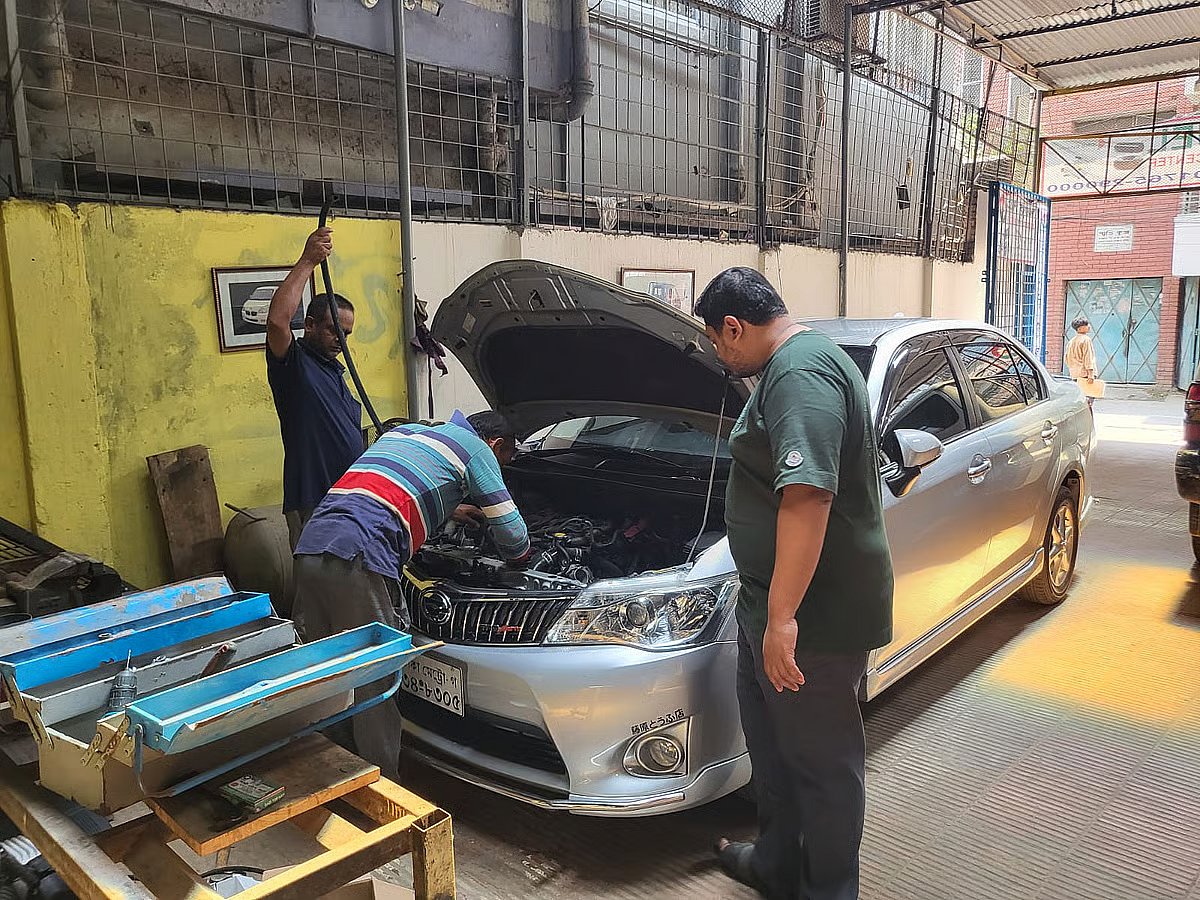 A consumer watches conversion of his car