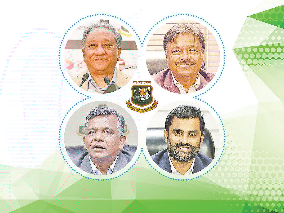 Three former BCB presidents Nazmul Hassan, Faruque Ahmed, Aminul Islam and current president Tamim Iqbal