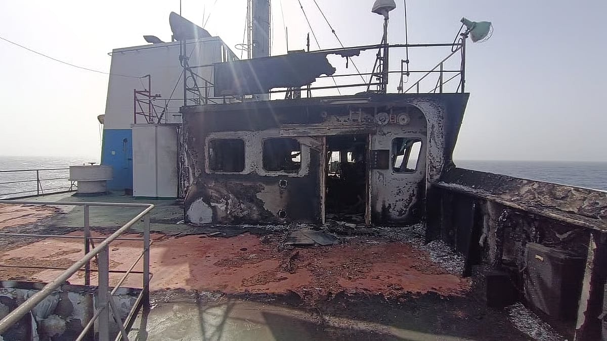 Panama-flagged vessel MV Gold Autumn damaged in a missile attack in the Arabian Sea.