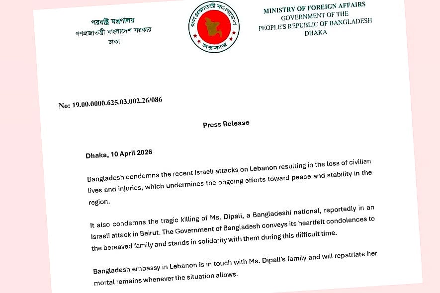 Screenshot of the press release issued by the Ministry of Foreign Affairs.