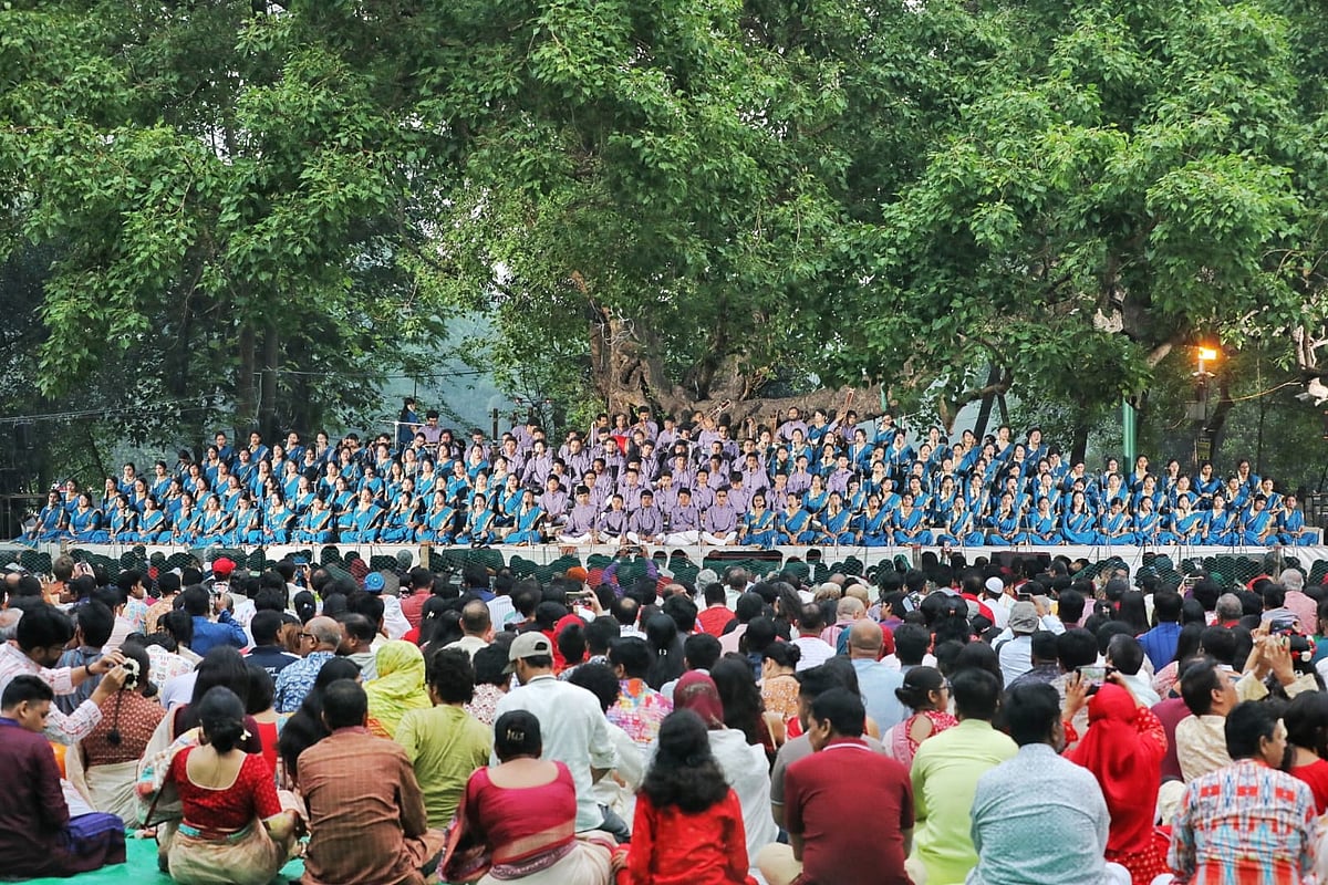 Chhayanaut’s central theme for this year’s celebration is ‘Chitto Jetha Bhoyshunno, Uccho Jetha Shir (Where the mind is without fear, where the head is held high)’.
