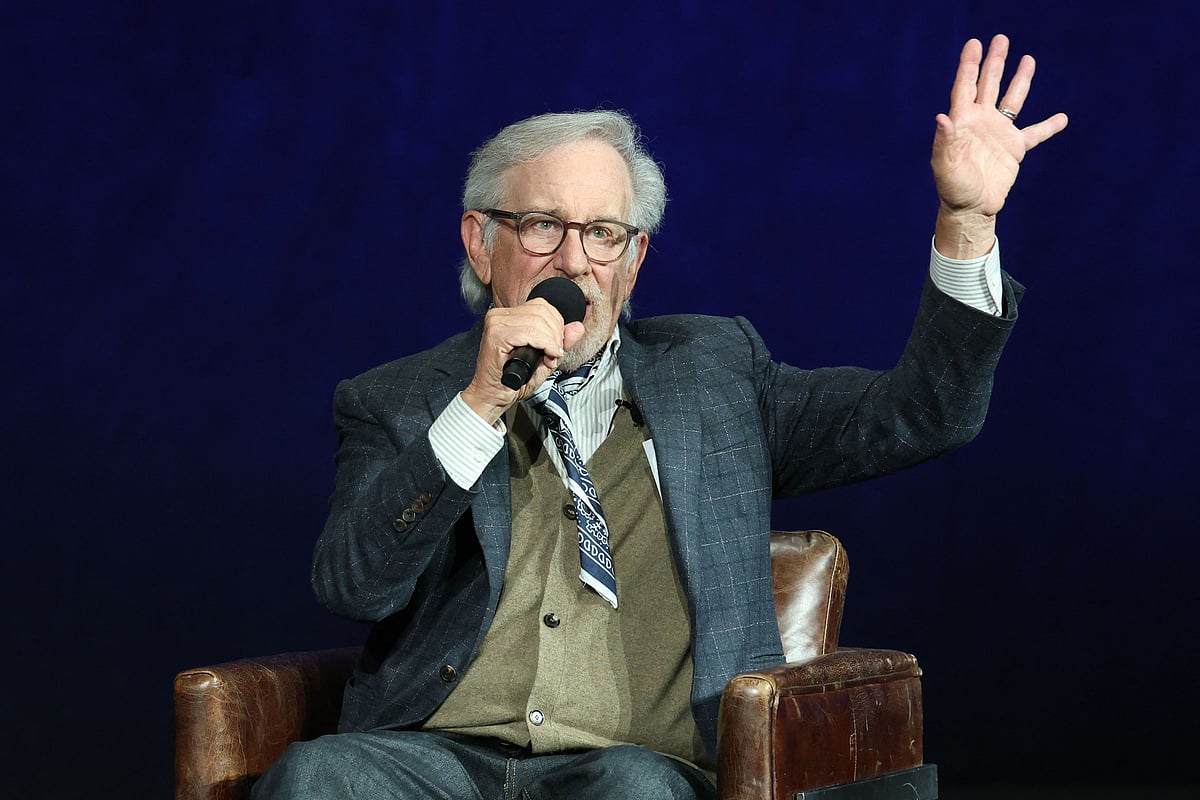 US filmmaker Steven Spielberg speaks on stage after recieving the MPA America 250 Award during Universal Pictures and Focus Features presentation at CinemaCon at The Colosseum at Caesars Palace in Las Vegas, Nevada, on 15 April, 2026.