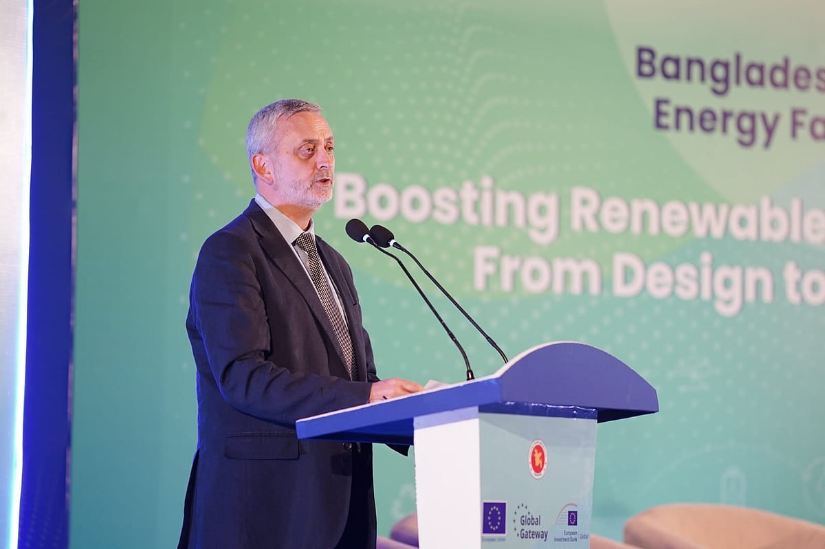 Michael Miller, Ambassador and Head of Delegation of the European Union to Bangladesh, speaks at a high-level event in Dhaka titled “Boosting Renewable Energy in Bangladesh – From Design to Implementation."