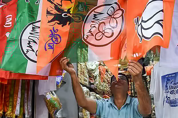 Flags of various political parties are now being sold on the streets of Kolkata ahead of the legislative assembly elections.