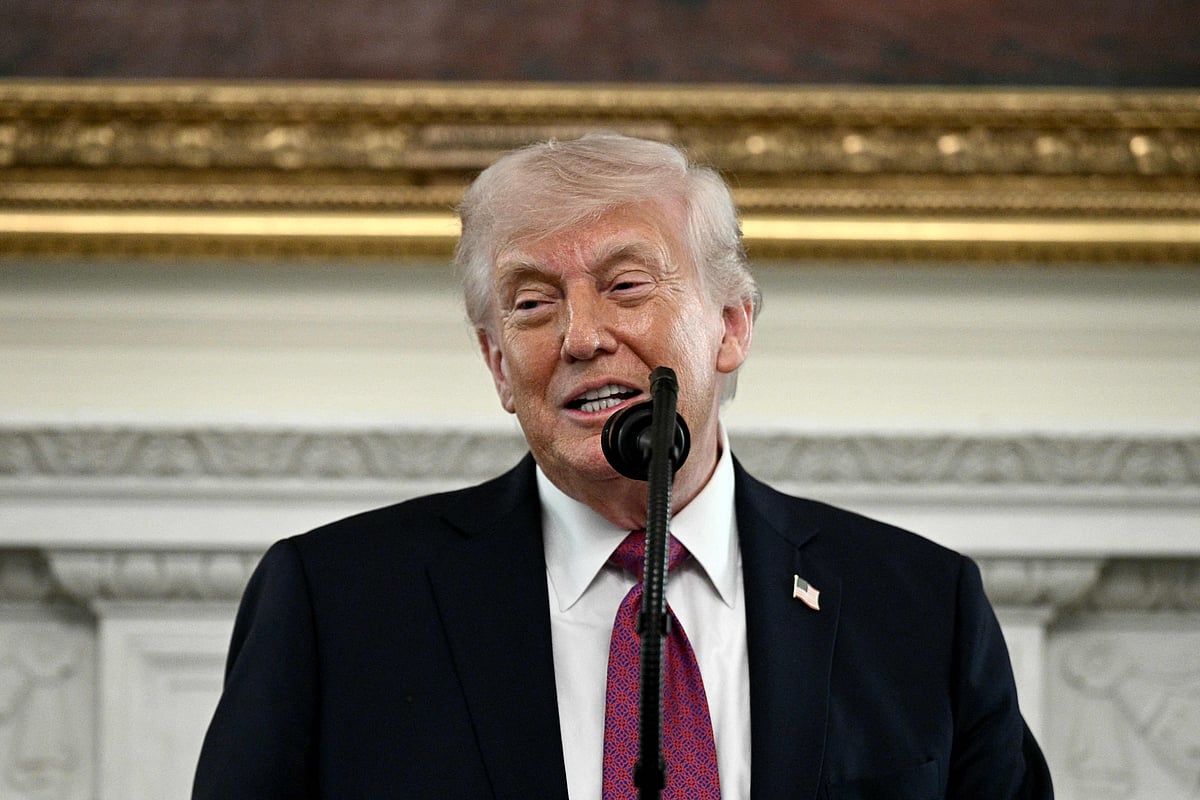 US President Donald Trump speaks during the NCAA Collegiate National Champions Day event at the White House in Washington, DC, on 21 April 2026