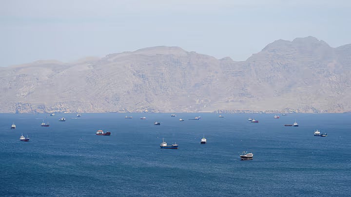 Vessels in the Strait of Hormuz, Musandam, Oman, 27 April, 2026.