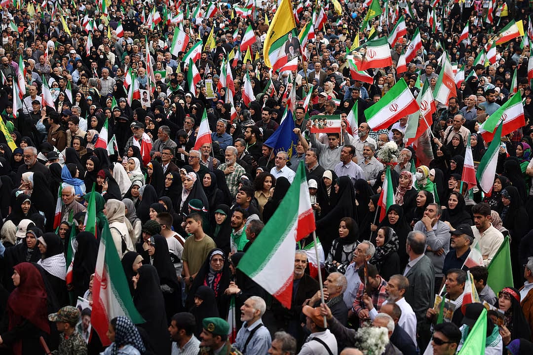 People attend a rally in Tehran, Iran, 29 April, 2026.