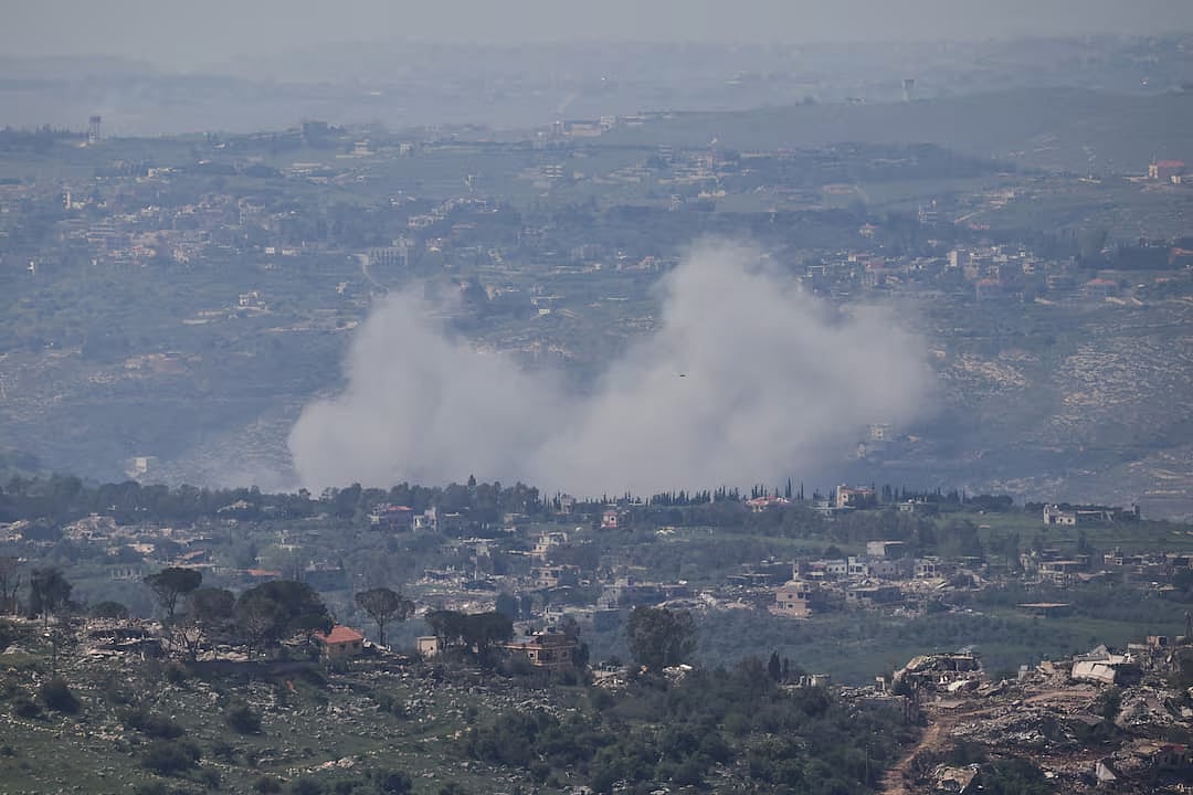 Smoke rises following an explosion in Lebanon, as seen from the Israeli side of the Israel-Lebanon border, 30 April, 2026.