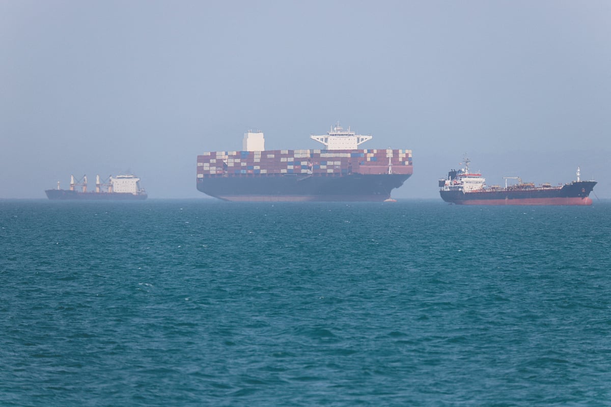 Vessels in the Strait of Hormuz near Bandar Abbas, Iran, May 4, 2026