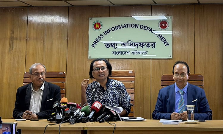 Information and Broadcasting Adviser to the Prime Minister, Zahed Ur Rahman, speaks at a press briefing held in the conference room of the Press Information Department at the Secretariat on 5 May.
