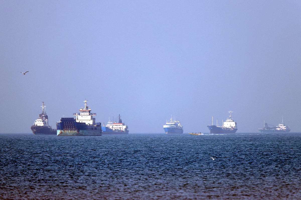 In this picture obtained from Iran’s ISNA news agency on 4 May 2026, vessels are pictured anchored in the Strait of Hormuz off Bandar Abbas in southern Iran. Iran’s Revolutionary Guards on 4 May denied that any commercial ships had crossed the Strait of Hormuz, after the US military earlier said two US-flagged merchant vessels had transited through the vital waterway