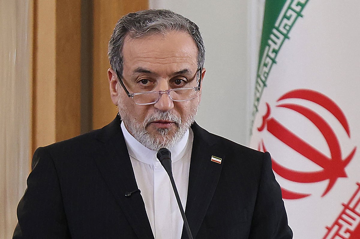 Iranian Foreign Minister Abbas Araghchi attends a joint press conference with his Iraqi counterpart Fuad Hussein in Tehran on January 18, 2026. Iranian Foreign Minister Abbas Araghchi arrived in Beijing on May 6, 2026 ahead of scheduled talks with China's top diplomat Wang Yi, according to Iran's Tasnim and Fars news agencies.