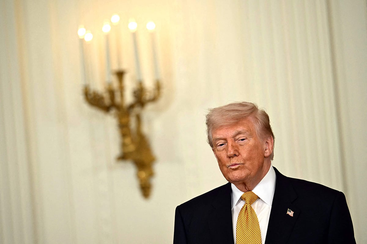 US President Donald Trump participates in a Military Mother's Day Event in the East Room of the White House in Washington, DC, on May 6, 2026