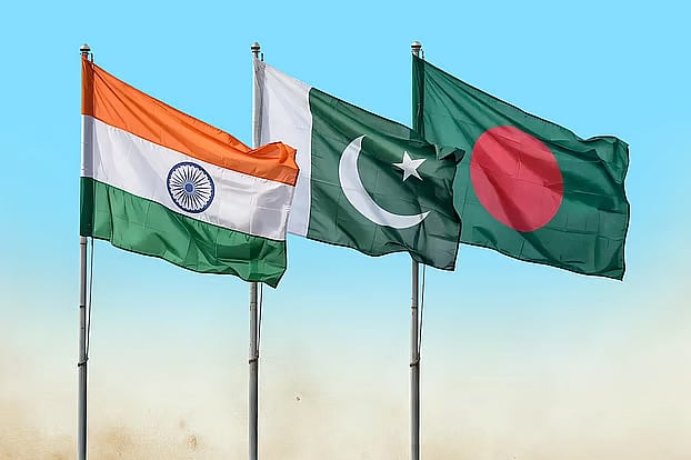 National flags of India, Pakistan and Bangladesh