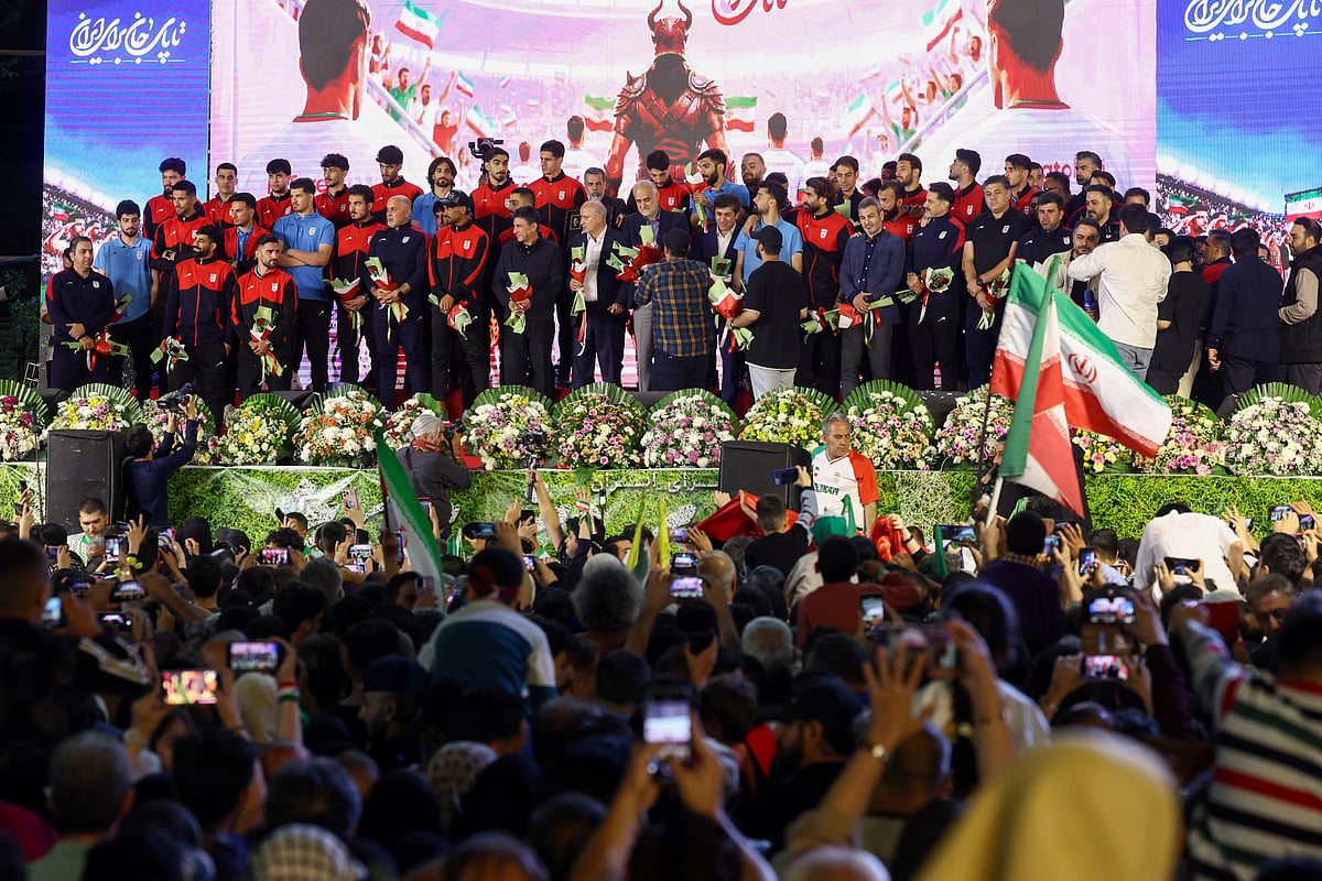 Members of Iran's national soccer team attend a farewell ceremony ahead of their departure to the 2026 World Cup in Tehran, Iran, May 13, 2026.