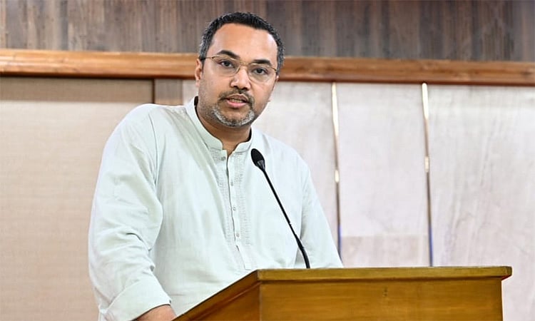 Prime Minister's Adviser and Spokesperson for the Prime Minister's Office, Mahdi Amin, spoke at a press conference held at the Prime Minister's Office in Tejgaon on 25 May 2026.