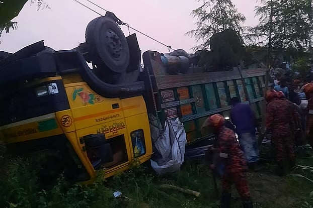 At least 15 people were killed and around 10 others injured after a truck overturned in Kalihati upazila of Tangail.