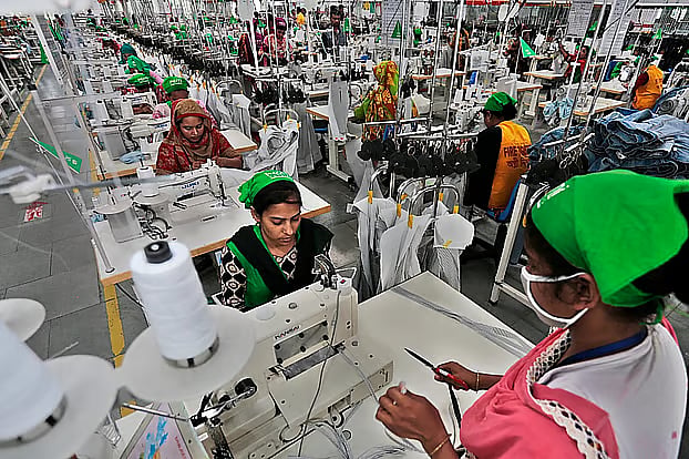 Workers at a readymade garment factory