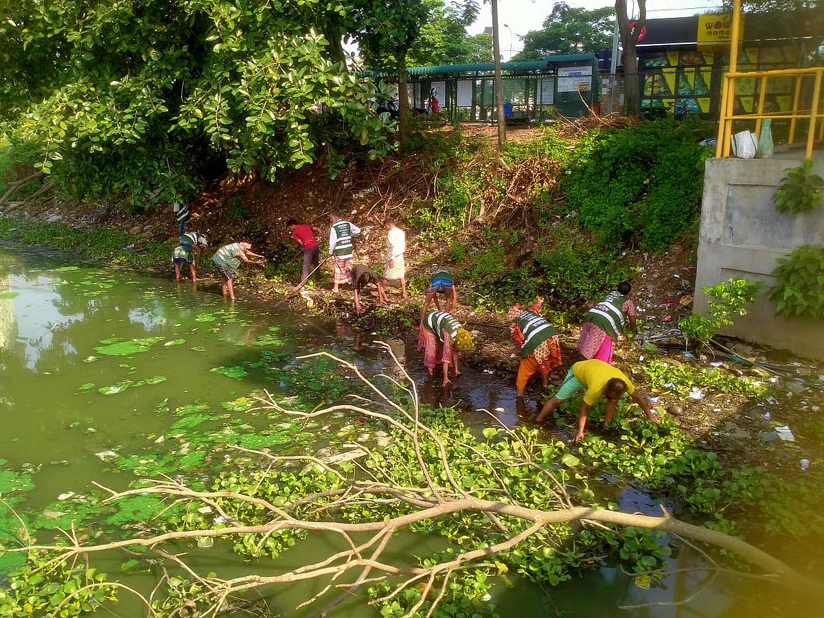 The Rajdhani Unnayan Kartripakkha (Rajuk) has begun clearing rubbish from Hatirjheel Lake. Photo taken on 30 May 2026.