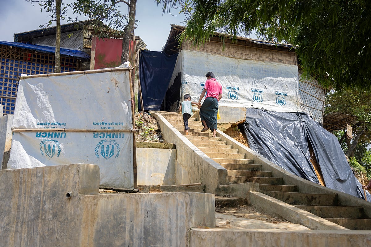 Shelters in the Rohingya refugee camps in Bangladesh