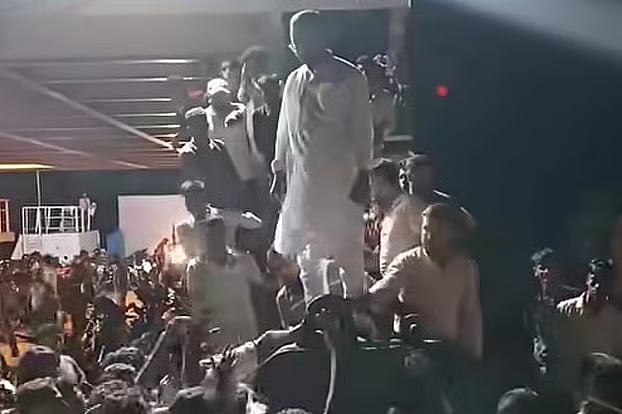 Member of Parliament Abdul Hannan Masud aboard the ferry Mahananda at Nalachira Ghat in Hatia Sunday evening.
