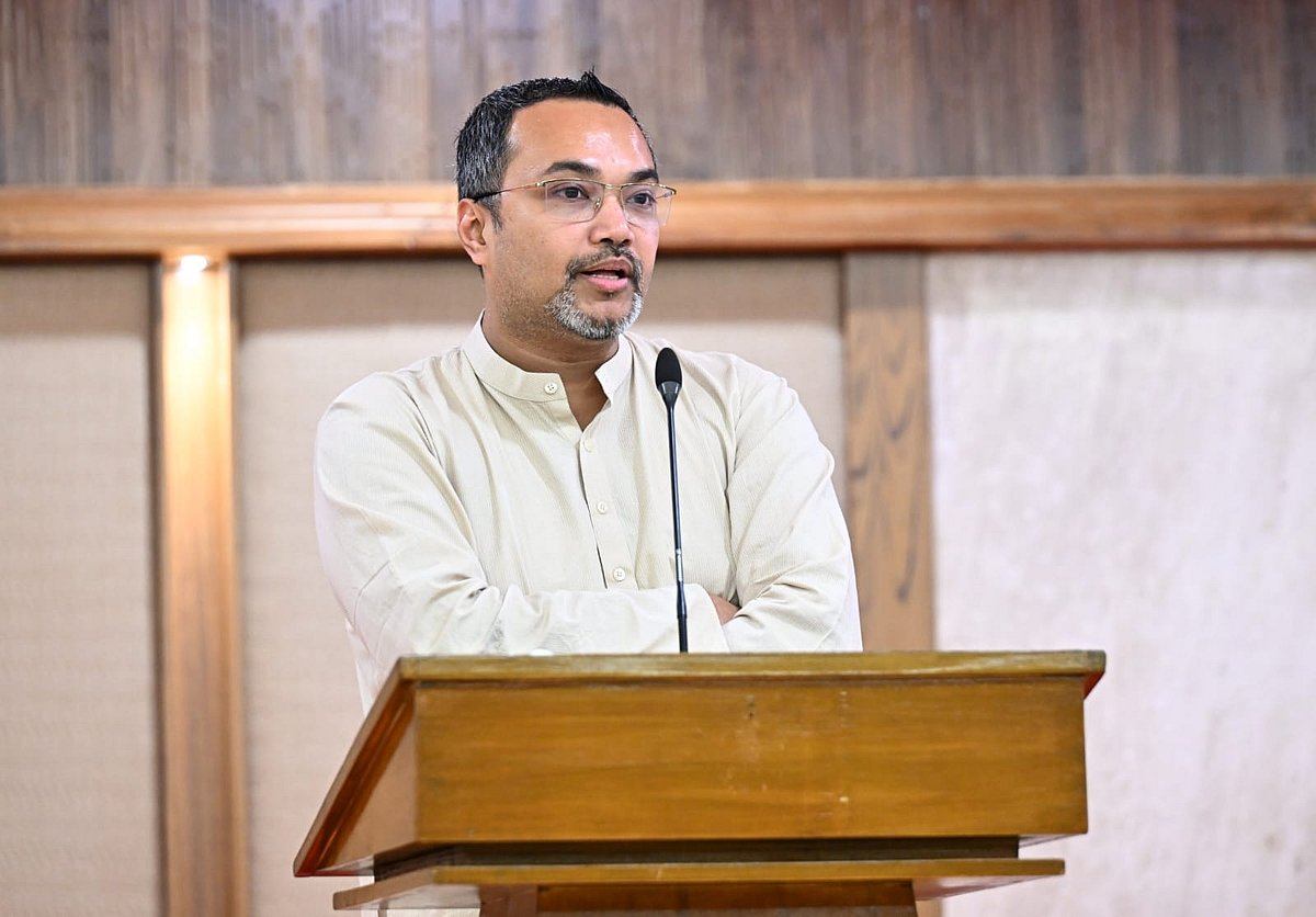 PMO Spokesperson Mahdi Amin spoke at a press conference at the PMO in the Tejgaon area in Dhaka on 2 June 2026.