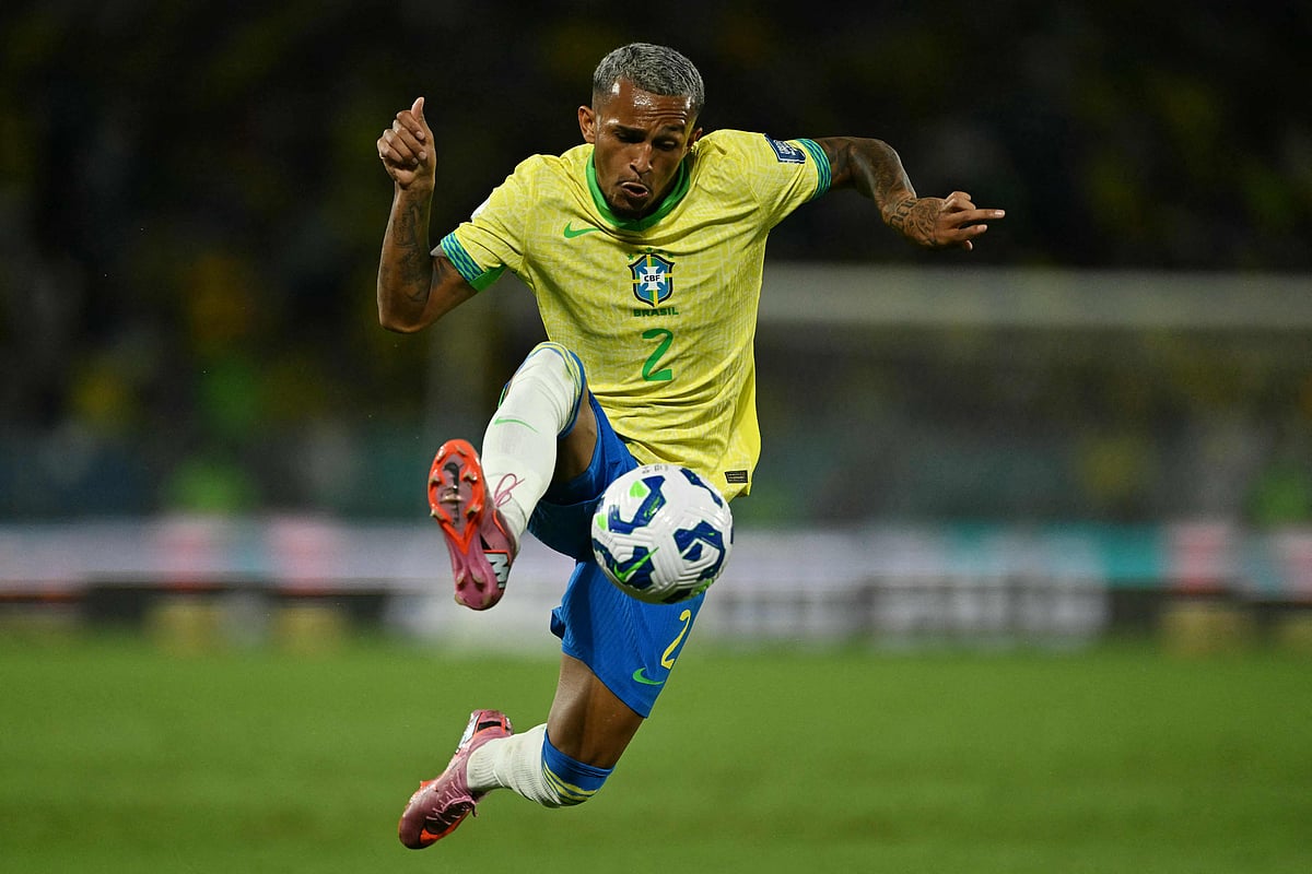 (FILES) Brazil's defender #02 Wesley controls the ball during the 2026 FIFA World Cup South American qualifiers football match between Brazil and Chile, at the Maracana stadium in Rio de Janeiro, Brazil on 4 September, 2025. The Brazilian Football Confederation (CBF) announced on 7 June, 2026, that fullback Wesley, who suffered a muscle injury, will be replaced by midfielder Ederson on the roster for the 2026 World Cup, which kicks off on 11 June.