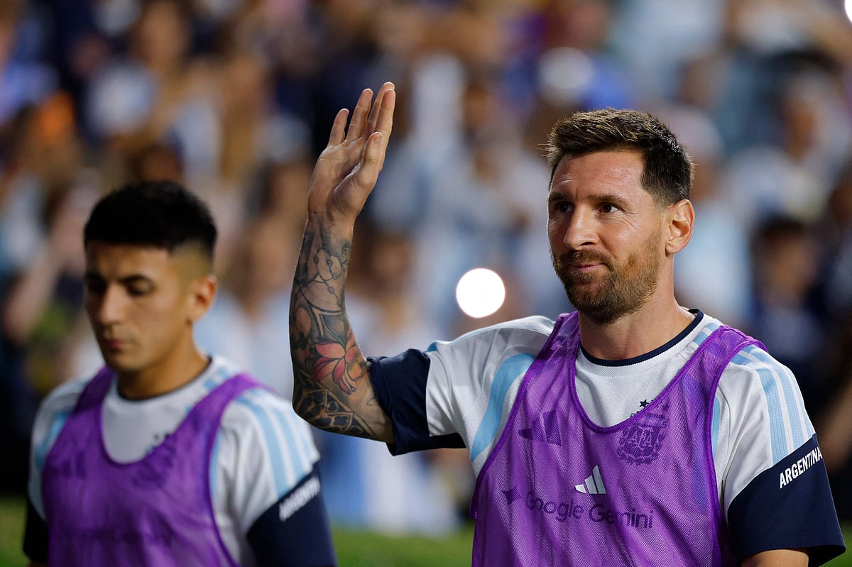 Lionel Messi of Argentina warms up during the international friendly match between Argentina and Iceland at Jordan-Hare Stadium on 9 June 2026 in Auburn, Alabama